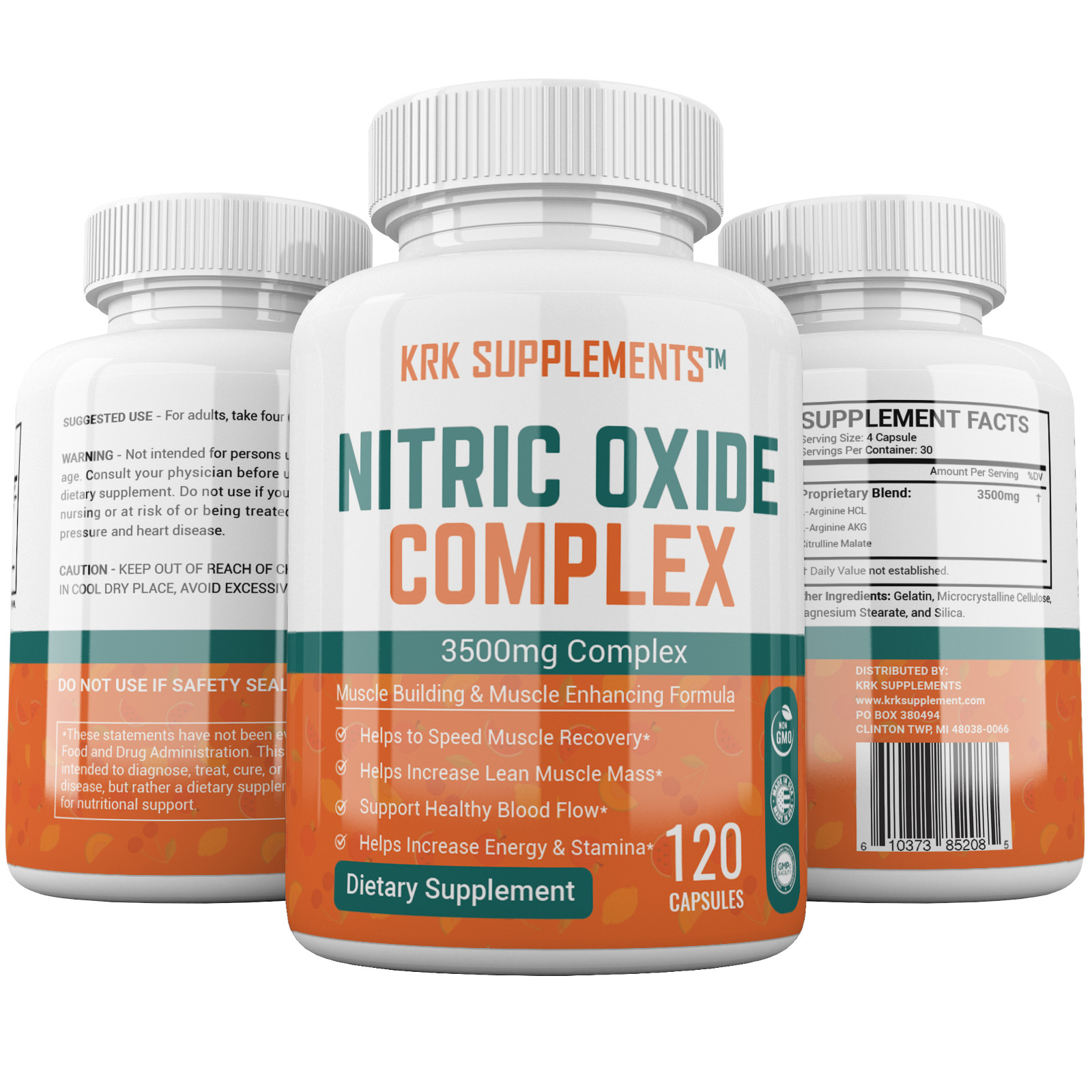Nitric Oxide Complex 3500mg Testosterone Booster 1200mg Combo Stack