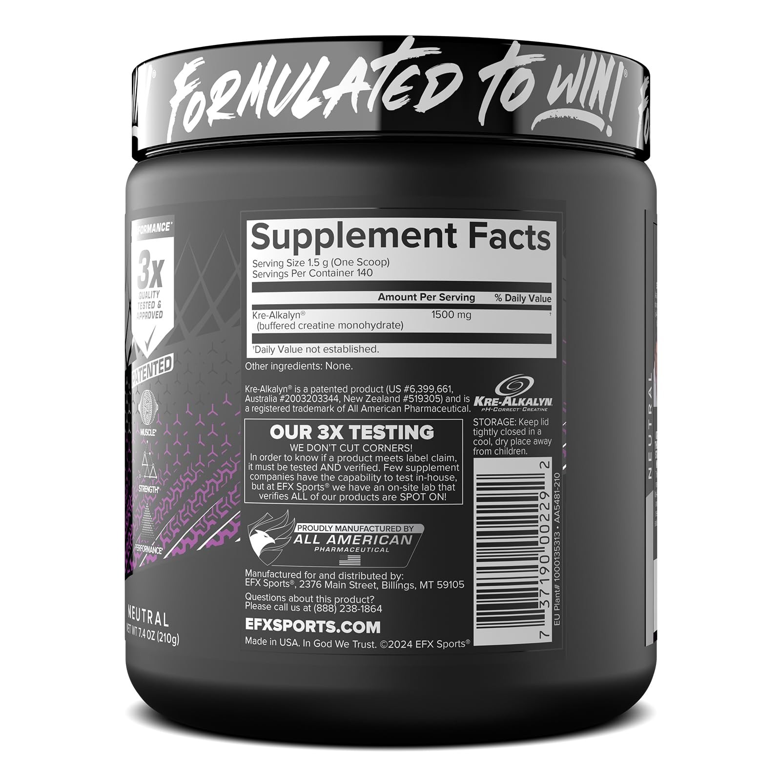 EFX Sports Kre-Alkalyn EFX Powder | pH Correct Creatine Monohydrate Powder Su…
