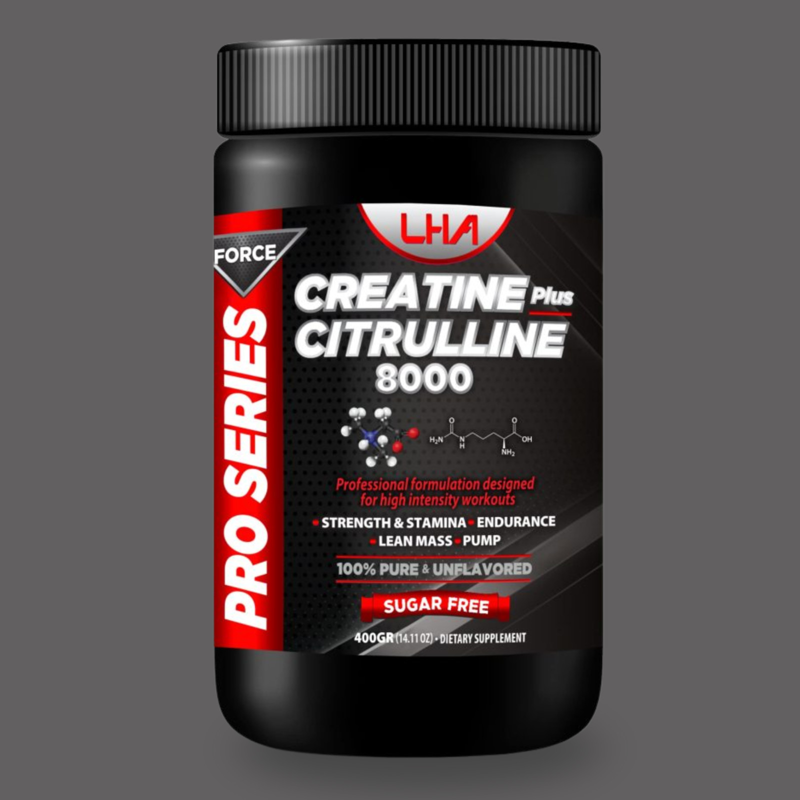 LHA Unflavored Creatine Citrulline – 400g Workout Support Formula