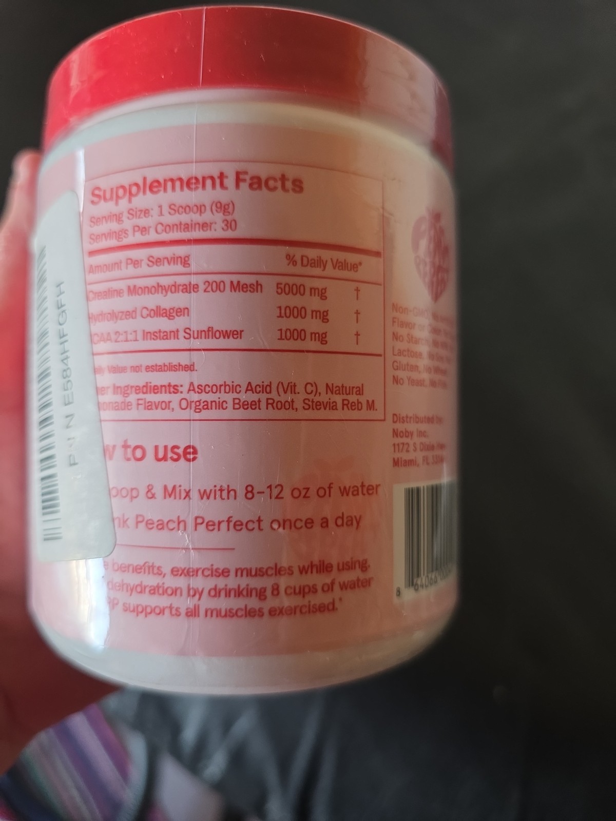 Peach Perfect Creatine Pink Lemonade 30 Servings New Exp 10/27 Free Shipping
