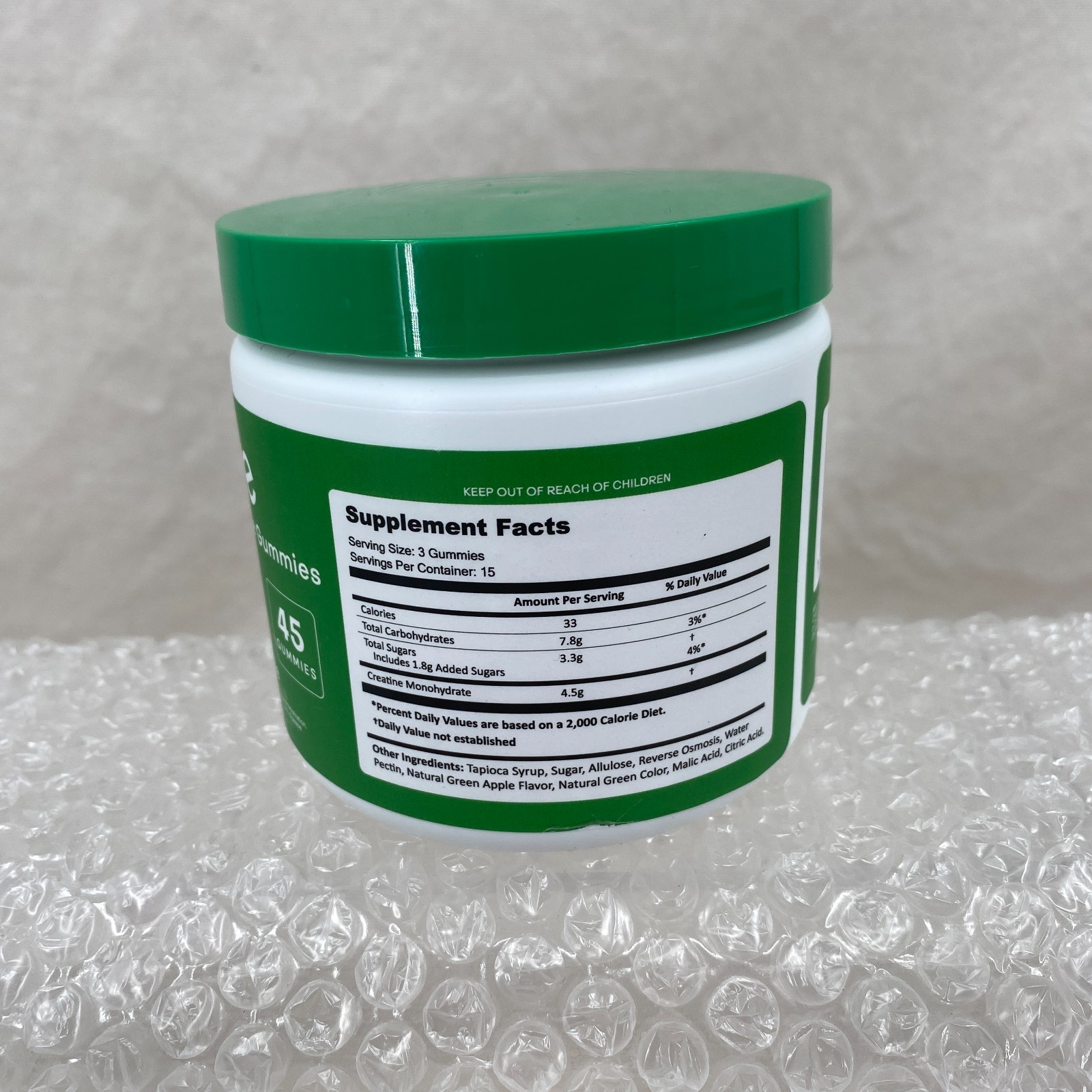 Create Creatine Monohydrate Gummies Sour Green Apple 45 Count NEW