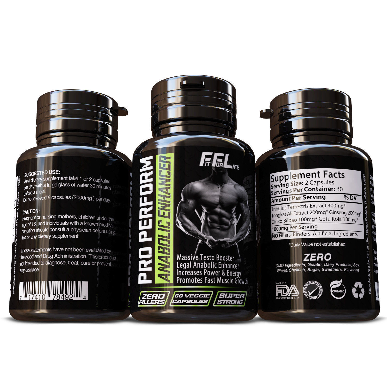 Natural Anabolic Muscle Size Builder Testo Activator Test Booster 60 Caps