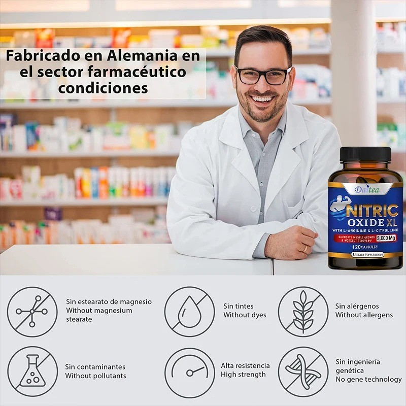 NEW Nitric Oxide Booster L-Arginine, L-Citrulline 3000mg 120 Caps FREE SHIPPING