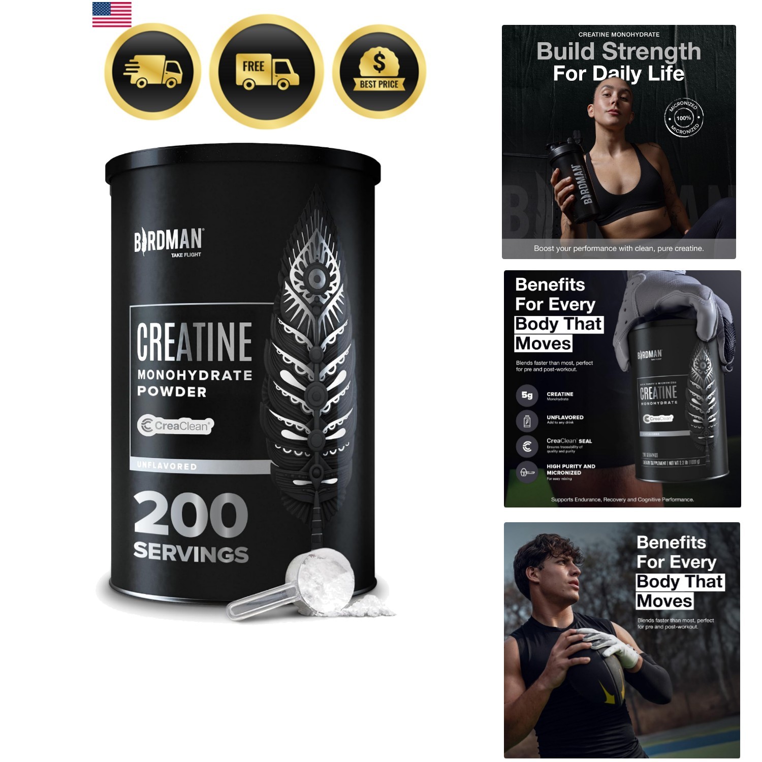 Micronized Creatine Monohydrate Powder, Muscle Recovery, Caffeine Free, Creat…