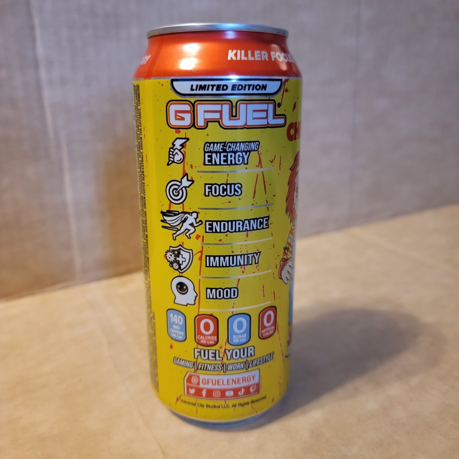 Chucky GFuel Limited Edition Halloween Energy Drink Full Can 16 Fl Oz G Fuel Can