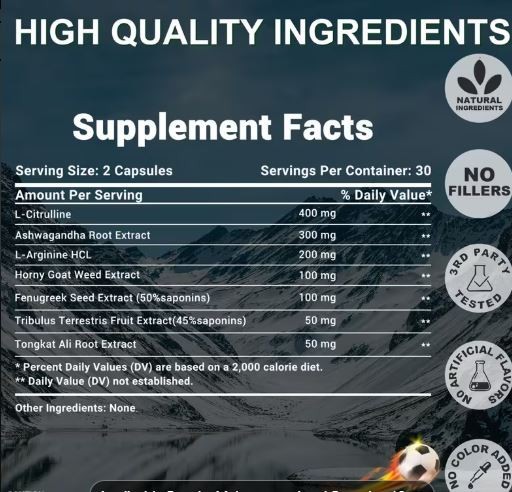 2Testosterone Booster Supplement for Men | Maca Ashwagandha Ginseng L-Citrulline