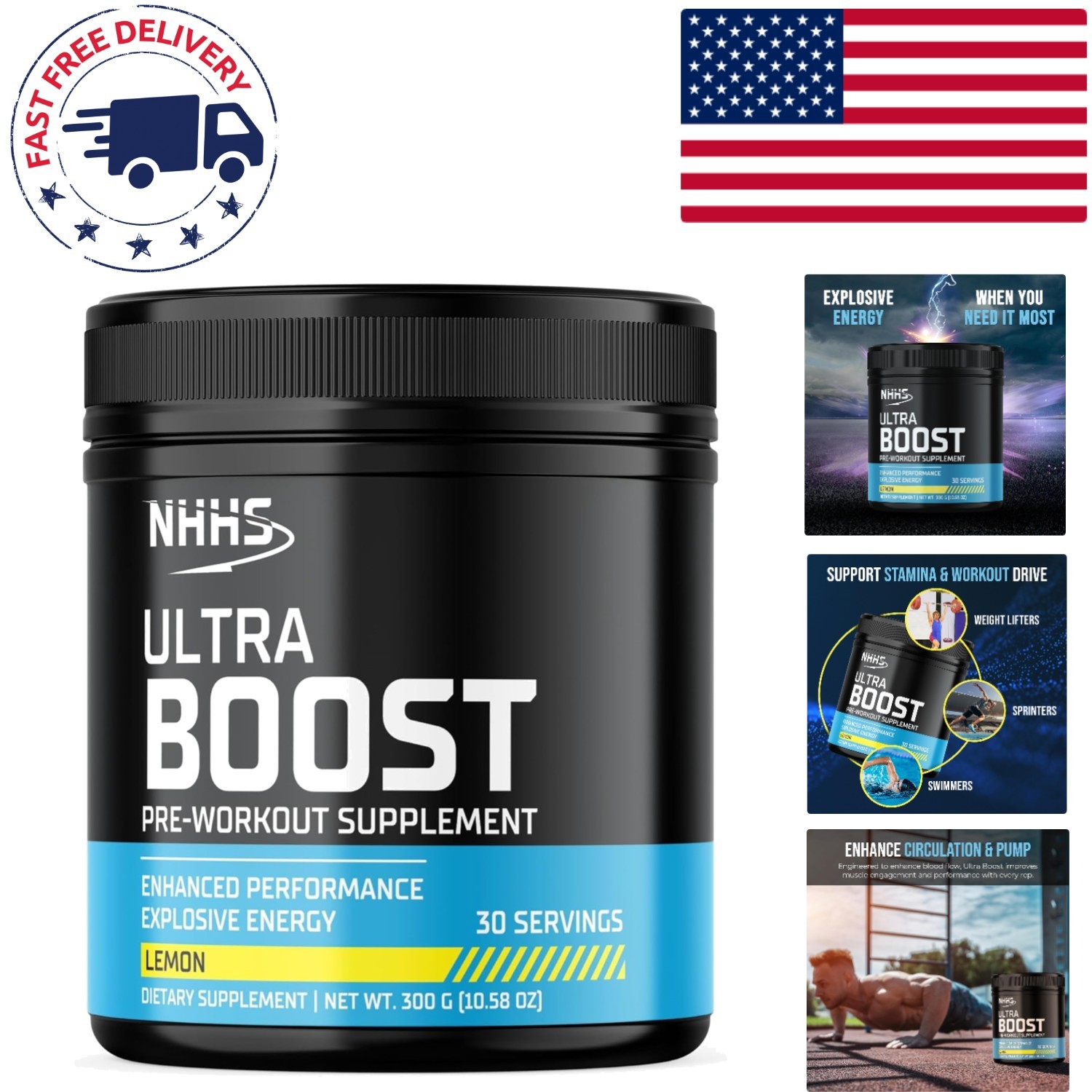 300g Ultra Boost Pre-Workout Powder, Formula for Explosive Energy & Focus