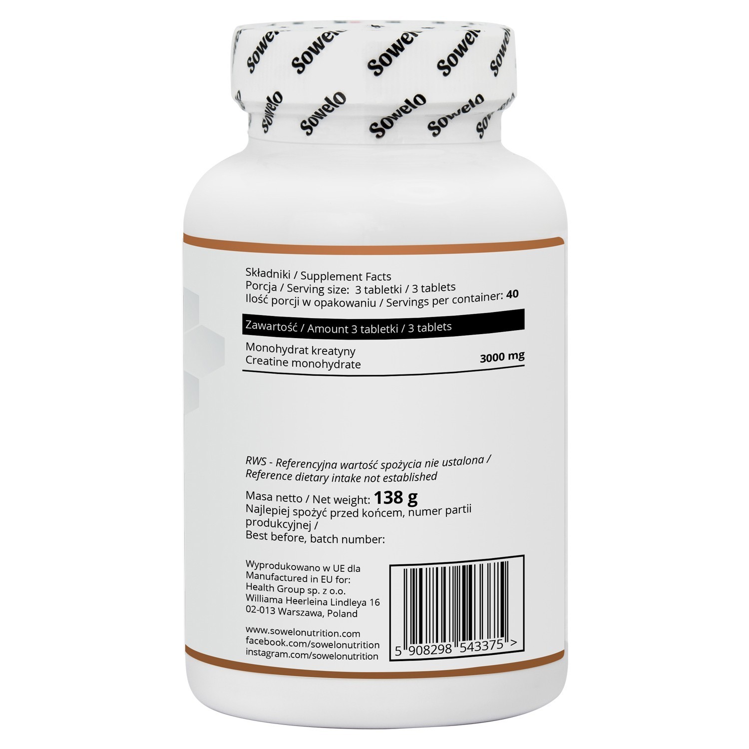 Creatine Monohydrate 1000mg Tablets – Strength, Energy, Recovery – Sowelo