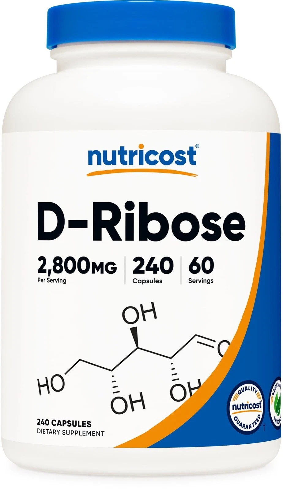 Nutricost D-Ribose 2800mg, 240 Capsules, Non-GMO Gluten Free Vegetarian, 11/2028