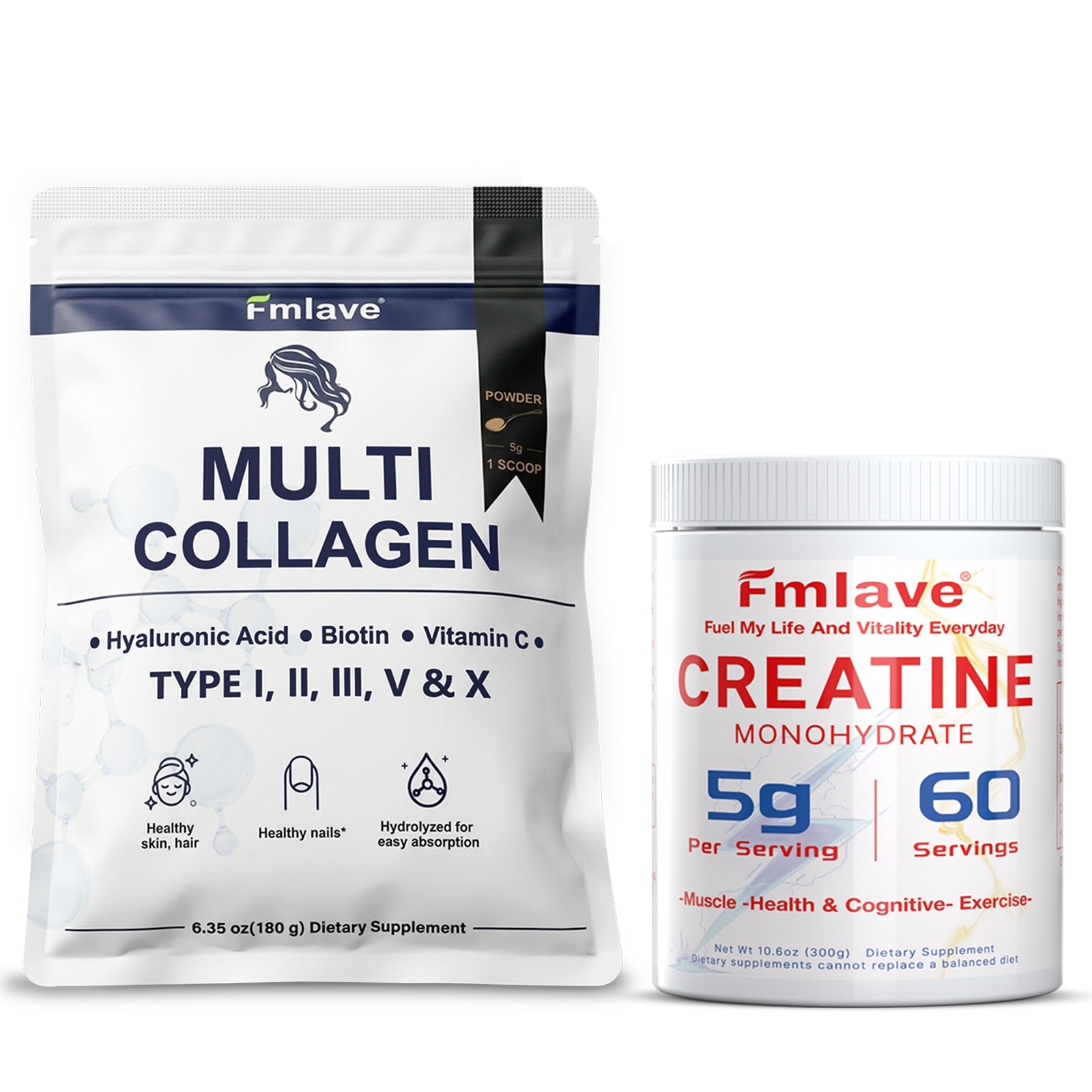 Creatine Monohydrate + Multi Collagen Powder for Women 60 Servings Glute Builder
