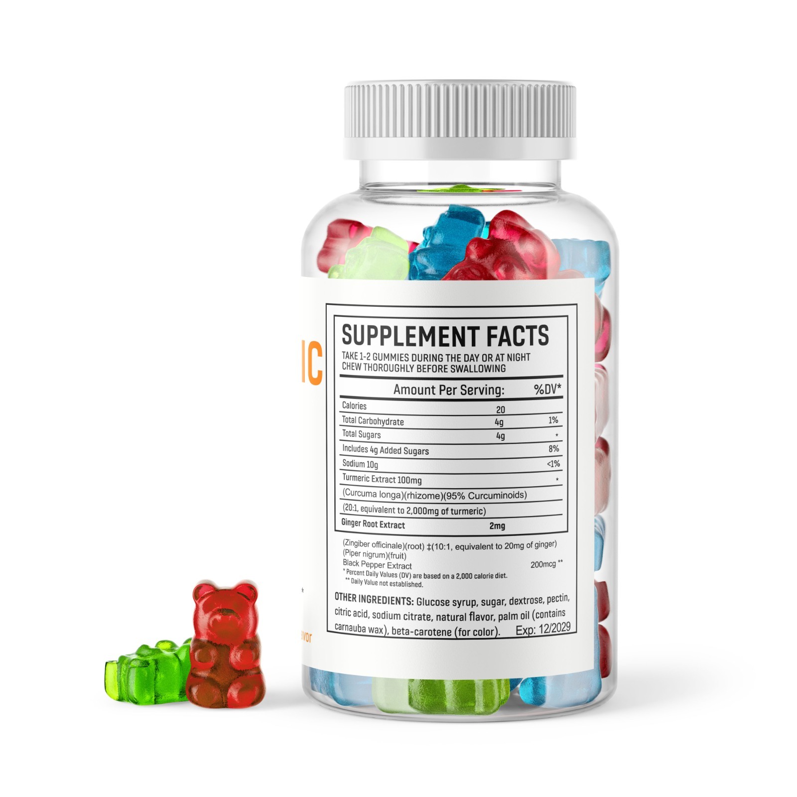 Turmeric Curcumin 2,000mg Gummies 120 Ct Vegan Gluten Free with Ginger Root