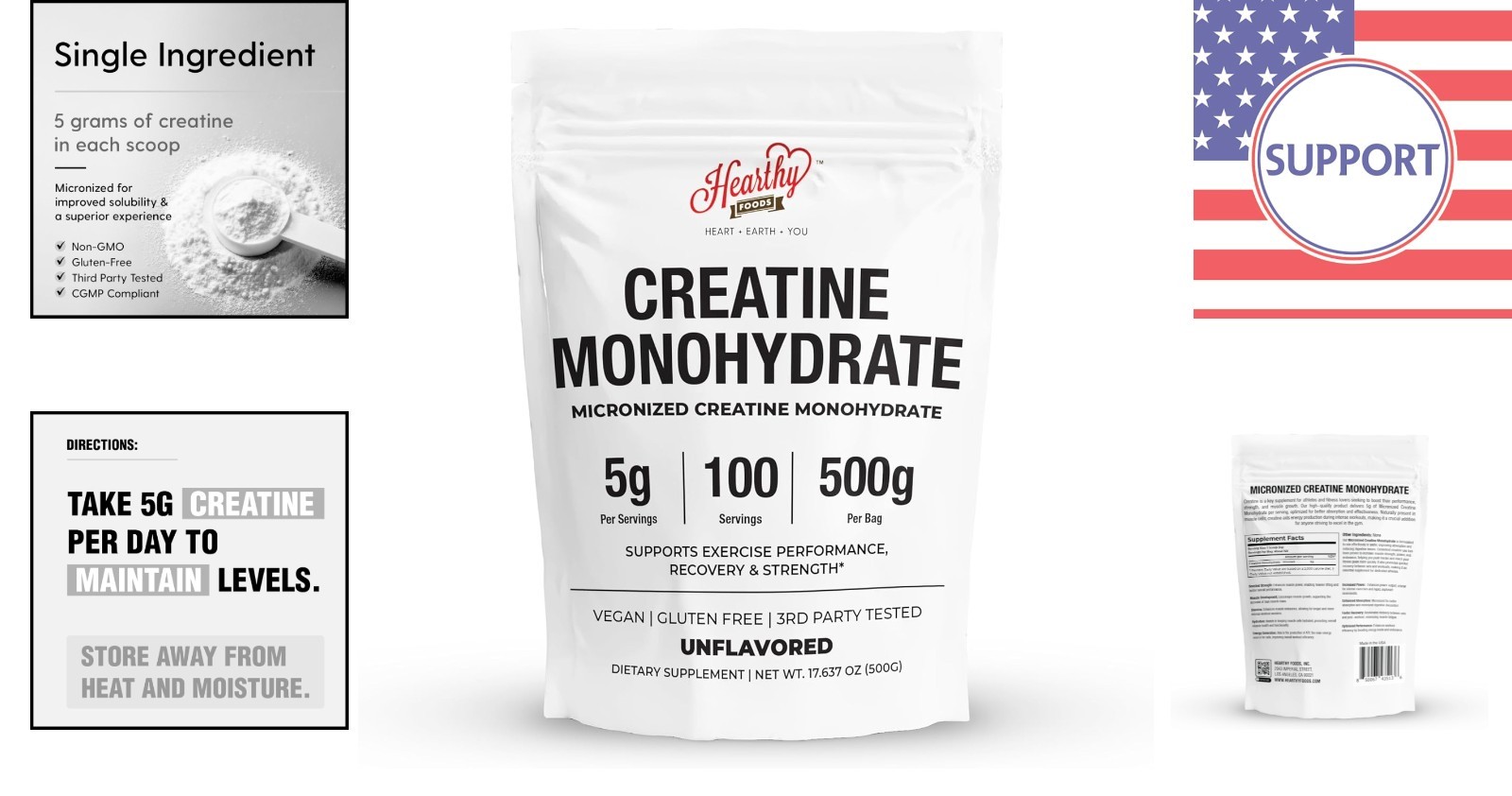 500G Unflavored Creatine Monohydrate – 5G Serving for Muscle Growth & Recovery