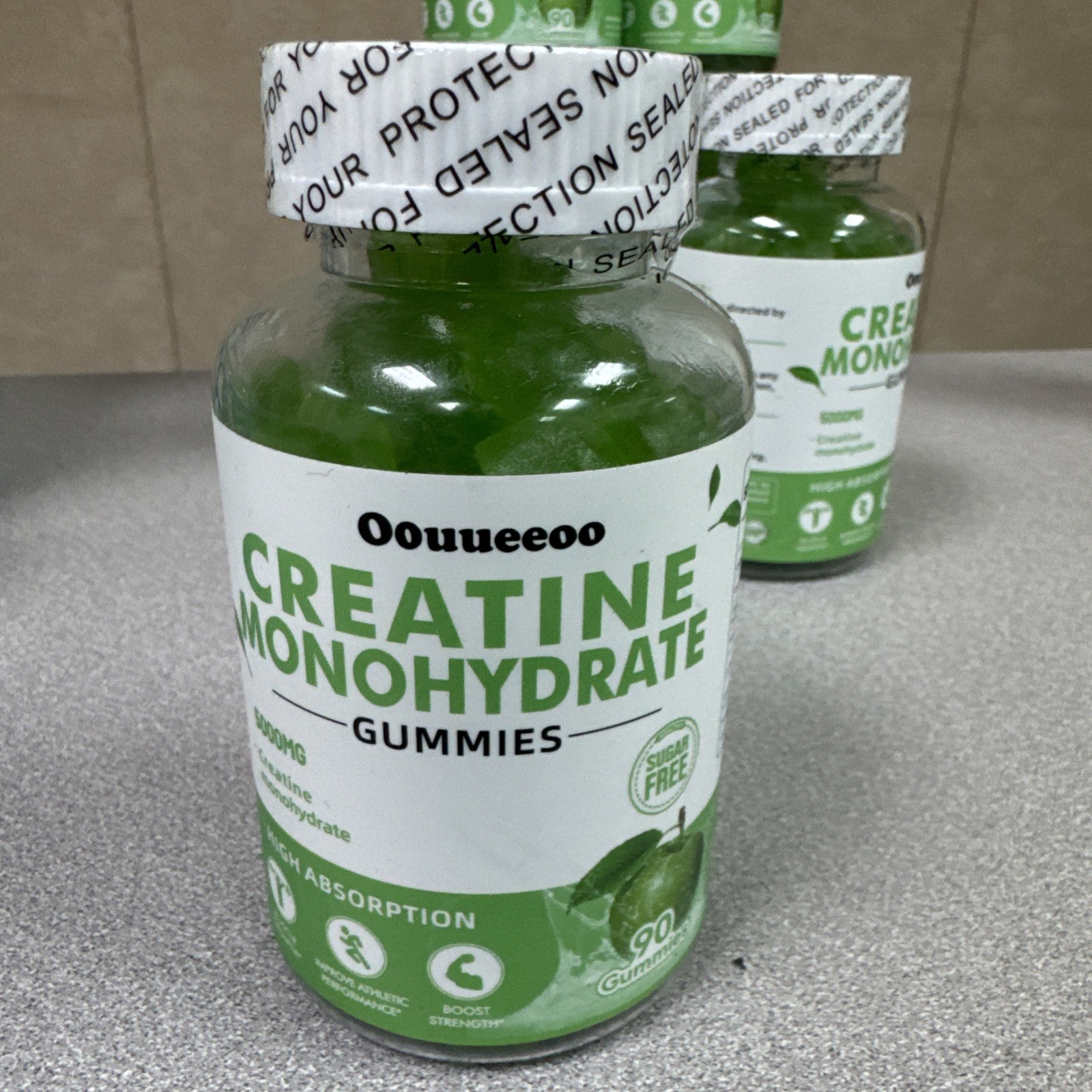 Creatine Monohydrate 5000mg Gummies GreenApple Flavor 90 Count Sealed