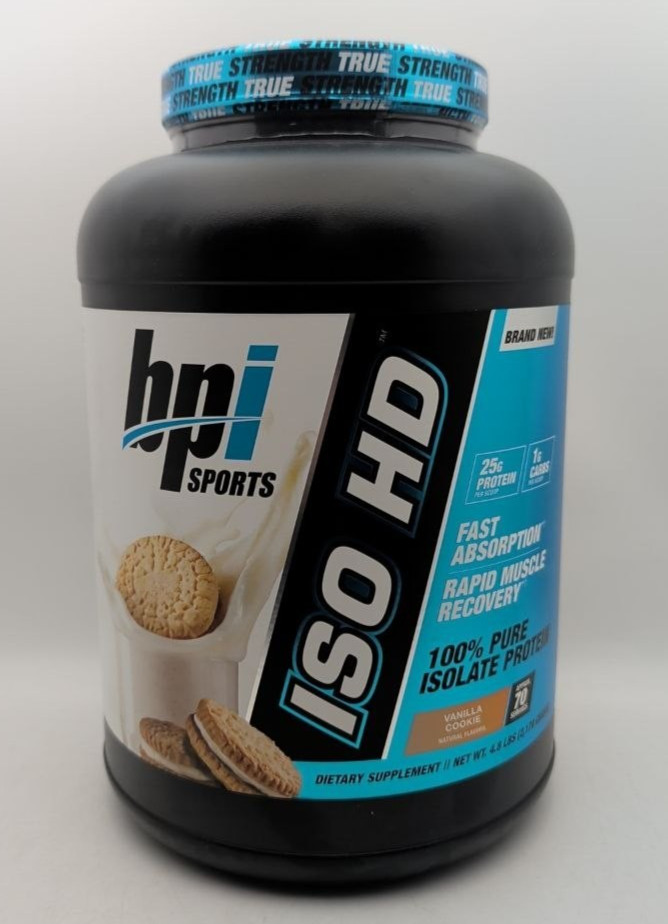 BPI Sports ISO HD Pure Isolate Protein Powder Vanilla Cookie 4.8 Lbs 70 Servings