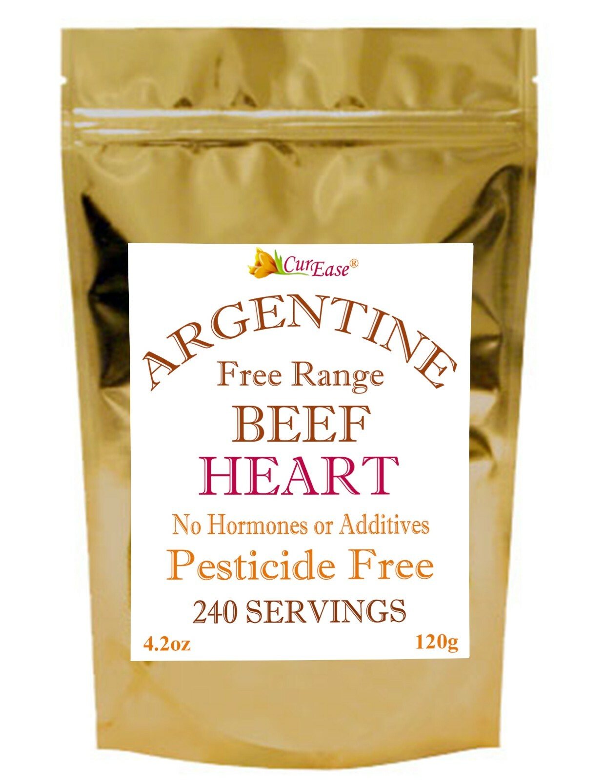ORGANIC Argentine Desiccated BEEF HEART POWDER UNDEFATTED ~ 4.2 oz 240 Servings