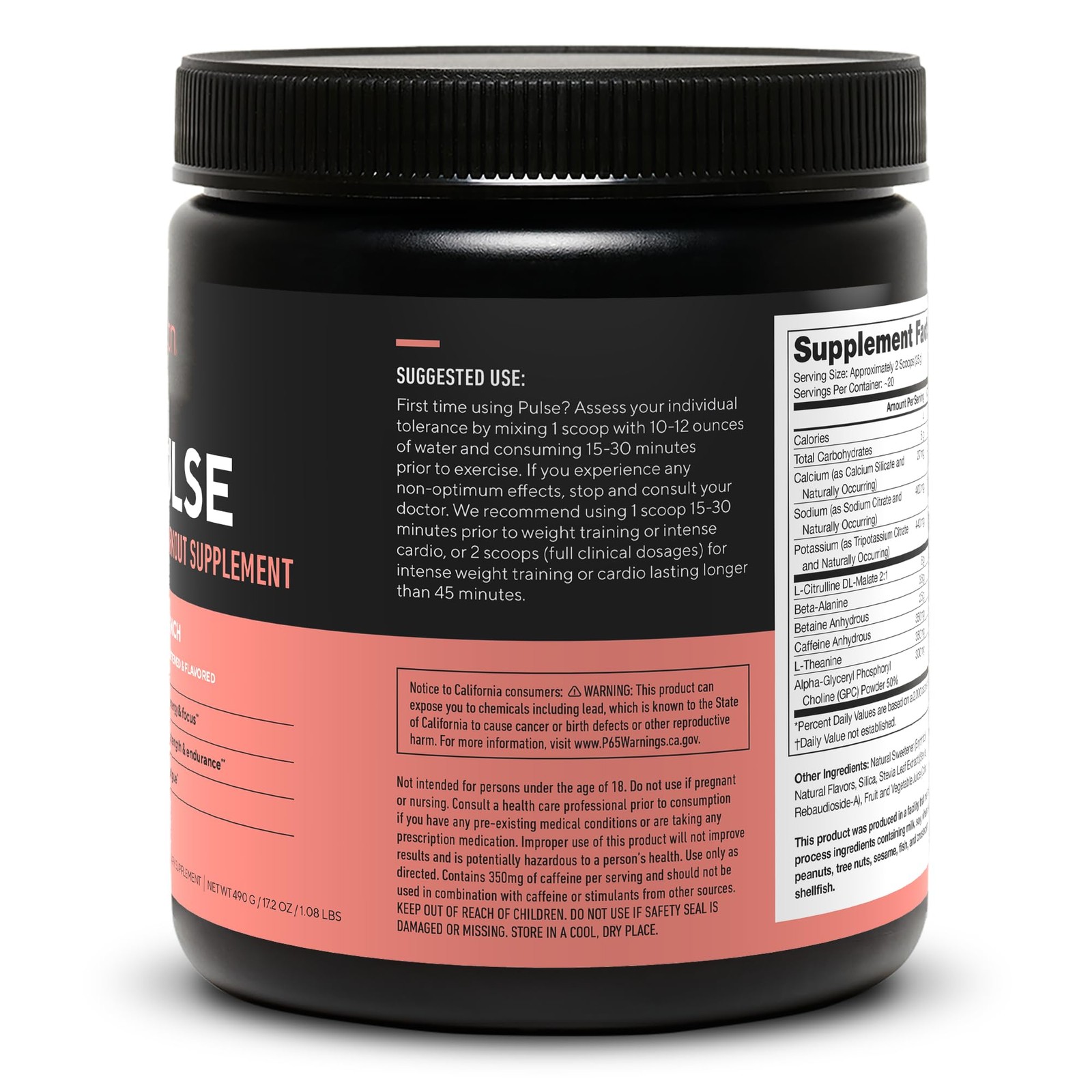 LEGION Pulse Pre Workout Supplement – All Natural Nitric Oxide Preworkout Dri…