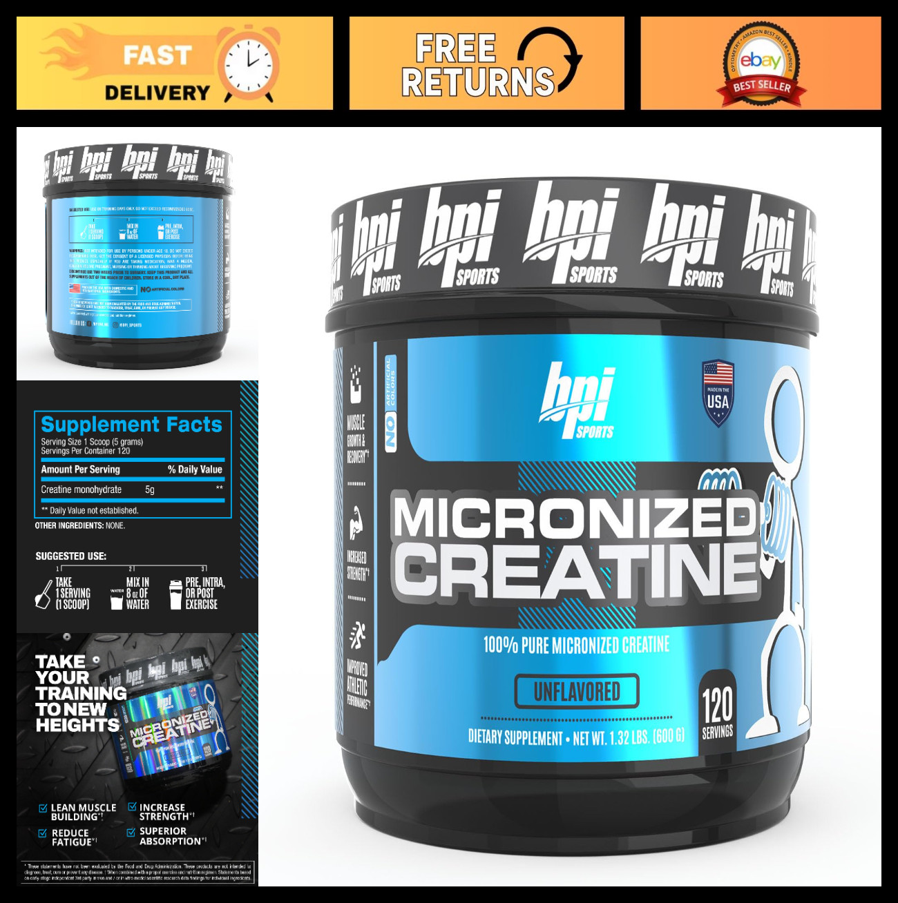 Micronized Creatine Powder – Boost Strength & Endurance – Lean Muscle Growth – 1