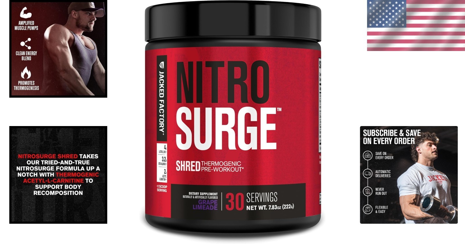 Vegetarian NITROSURGE Shred – Clean Pre Workout Powder for Optimal Pumps & Focus