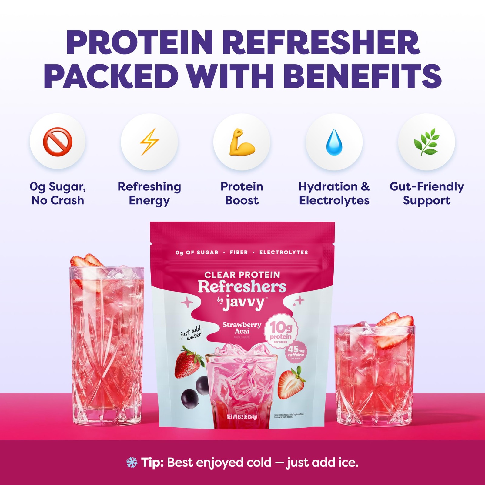 Clear Protein Powder with Clear Whey Protein, Strawberry Berry Acai