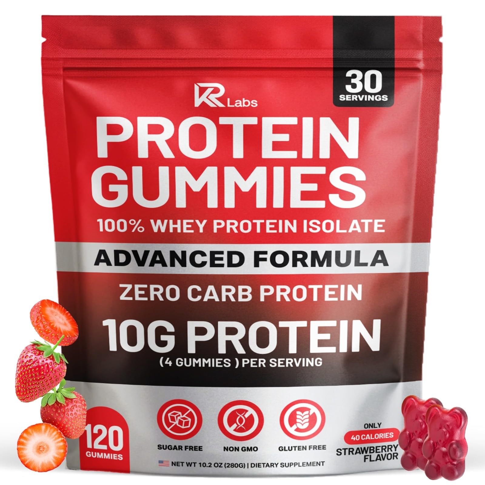KR Labs Strawberry Zero Carb Whey Isolate Gummies 300g