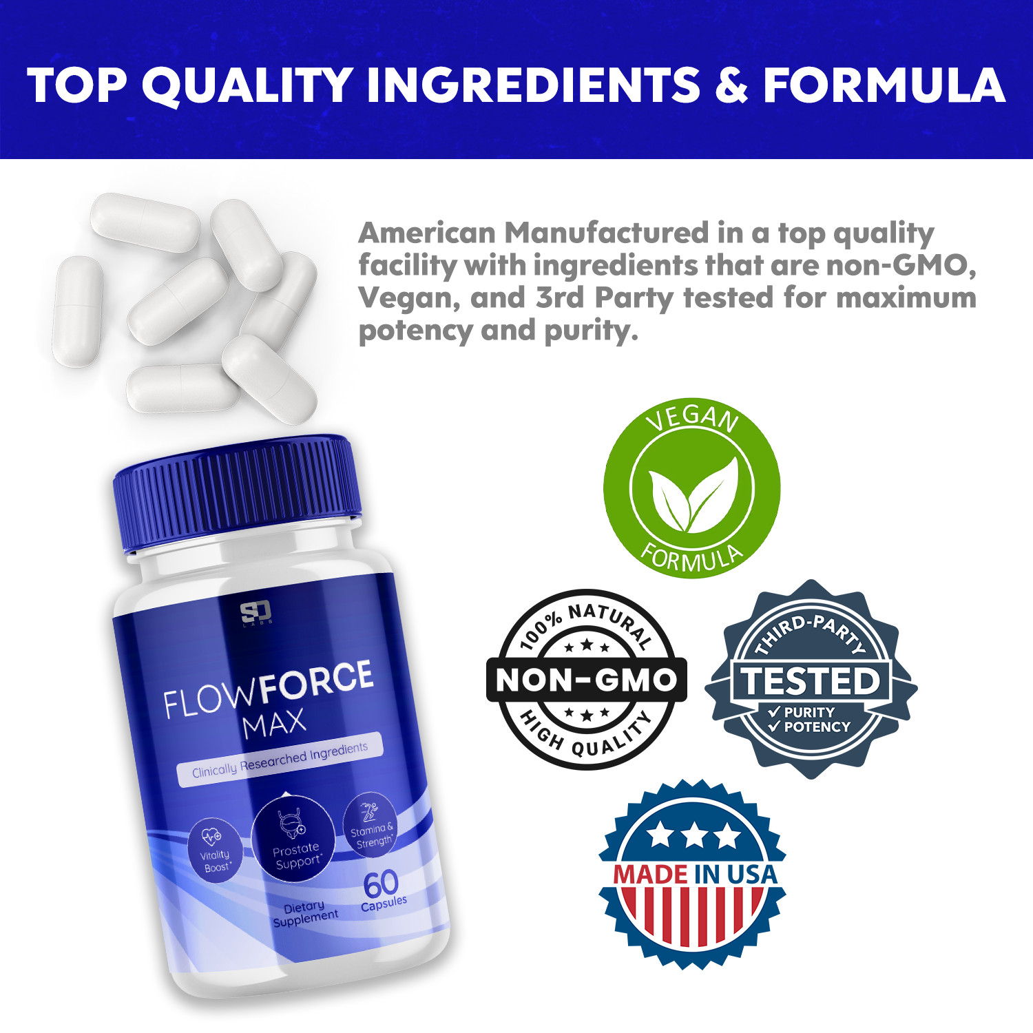 (5 Pack) FlowForce Max, Flow Force Max Male Vitality Supplement (300 Capsules)
