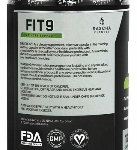 2 Pack Fit 9 Sascha Fitness Fat Loss Support. Original 100% Combo 240 capsules