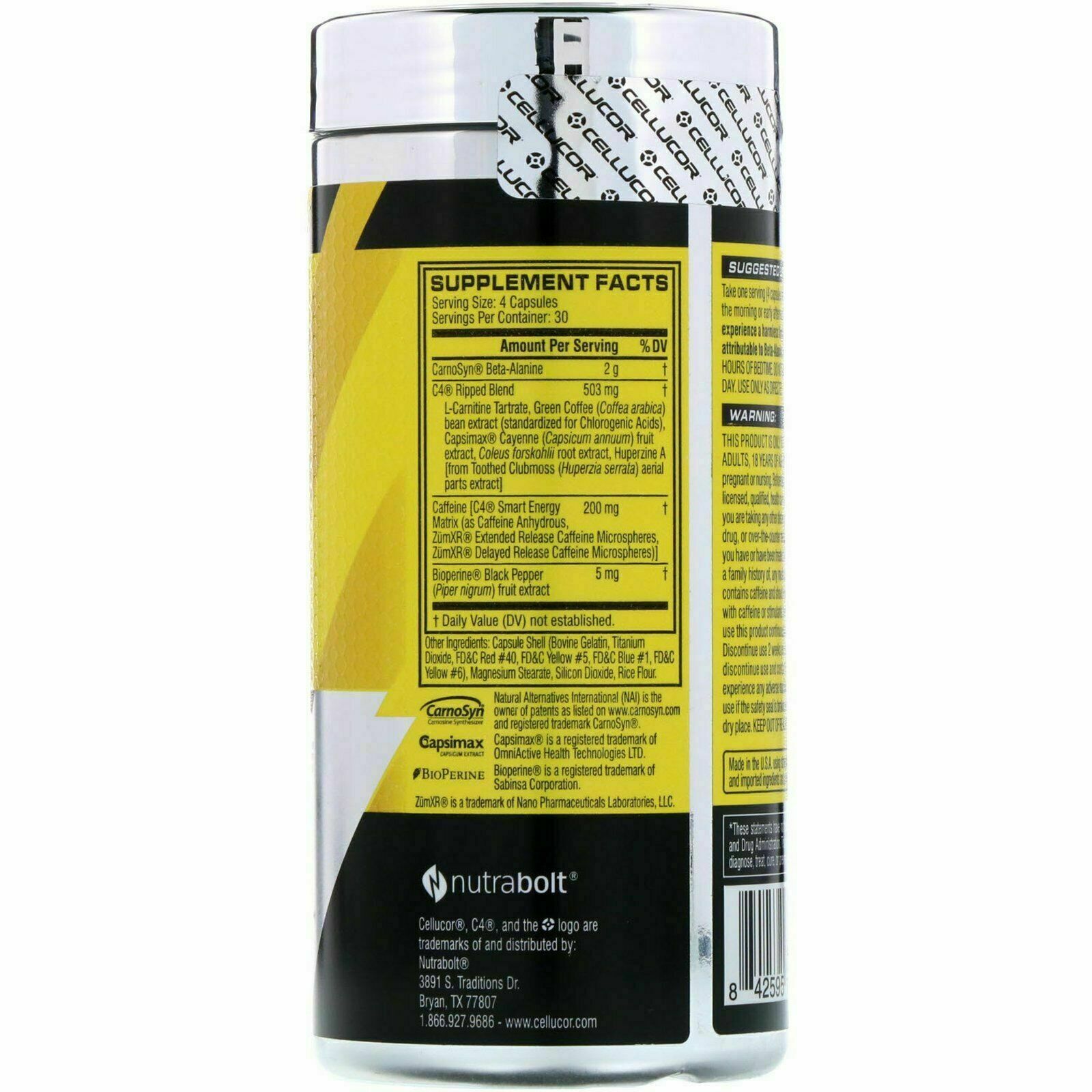 Cellucor C4 RIPPED Energy & Cutting Formula – 120 caps BURN FAT + FREE GARCINIA
