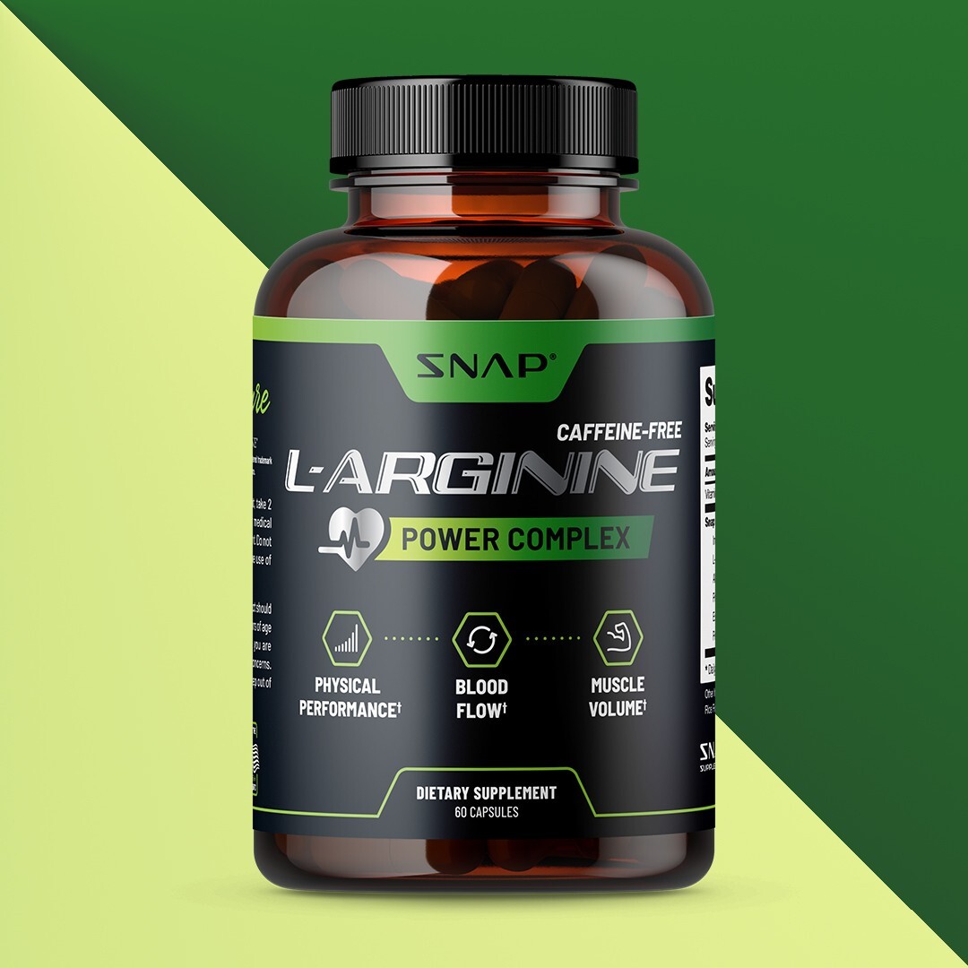 Snap L-Arginine Nitric Oxide 1655mg Pre Workout, Muscle Strength 60 Capsules