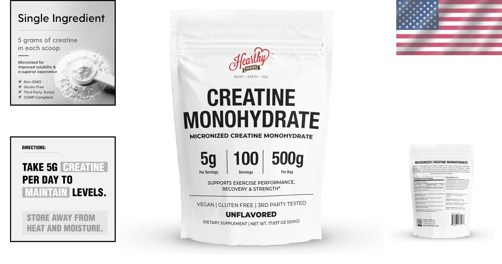 Creatine Monohydrate 500G – Unflavored Powder for Muscle Performance & Recovery