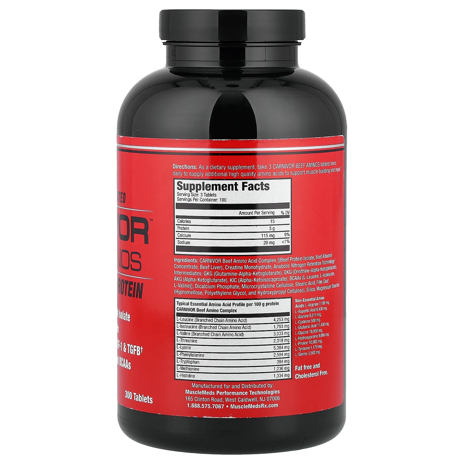 2 X MuscleMeds, Carnivor Beef Aminos, 100% Pure Beef Protein, 300 Tablets