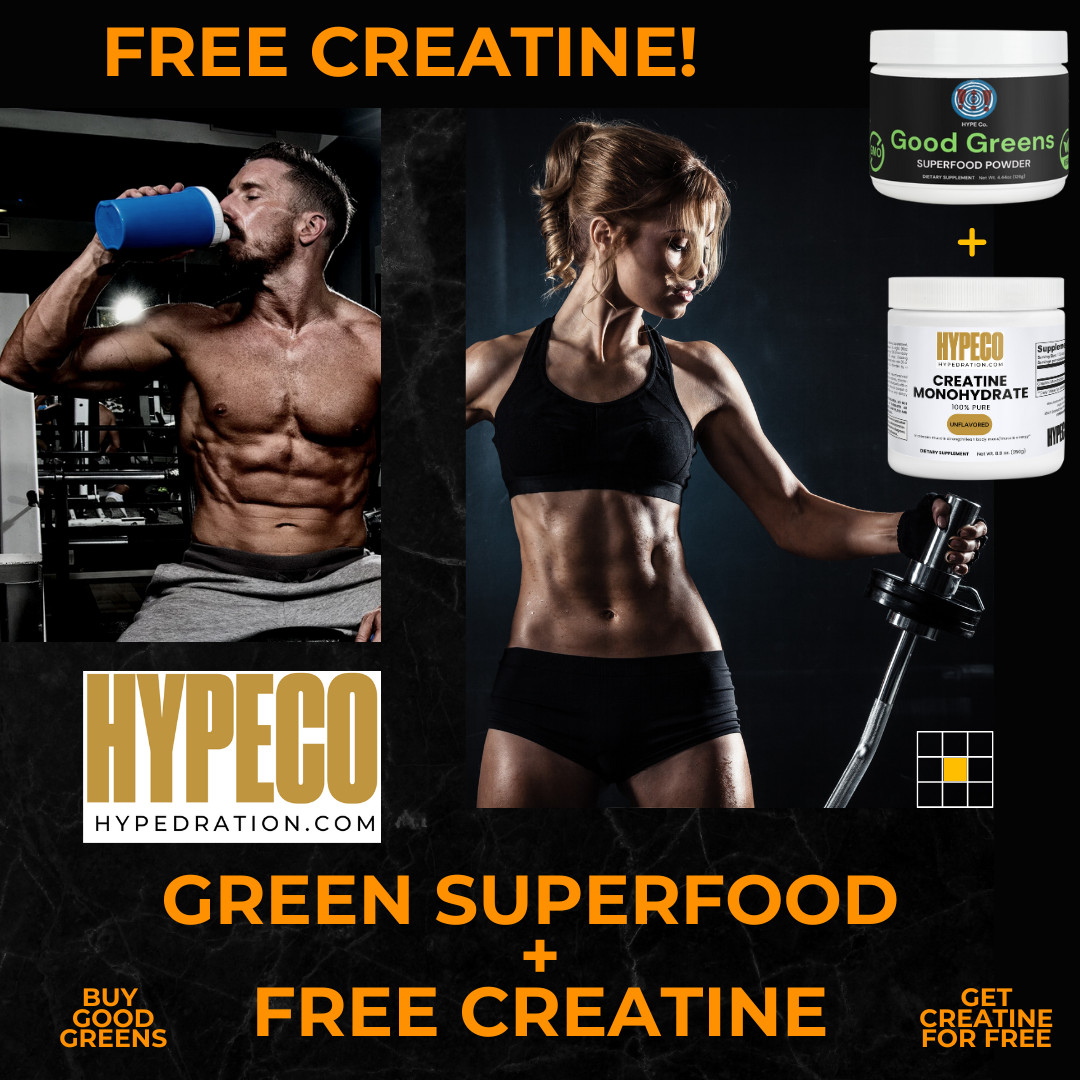 HypeCo Green Superfood Powder + FREE Creatine ($34 value) Greens Detox Energy