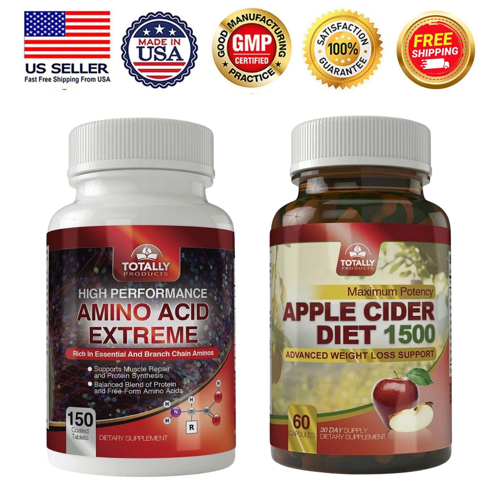 Amino Acids BCAA Muscle Support Supplement Apple Cider Vinegar Weight Management