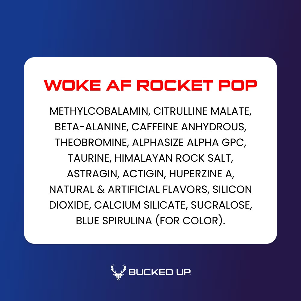 Woke Af Pre-Workout Powder, Increase Energy, Rocket Pop, 333Mg Caffeine, 20 Serv