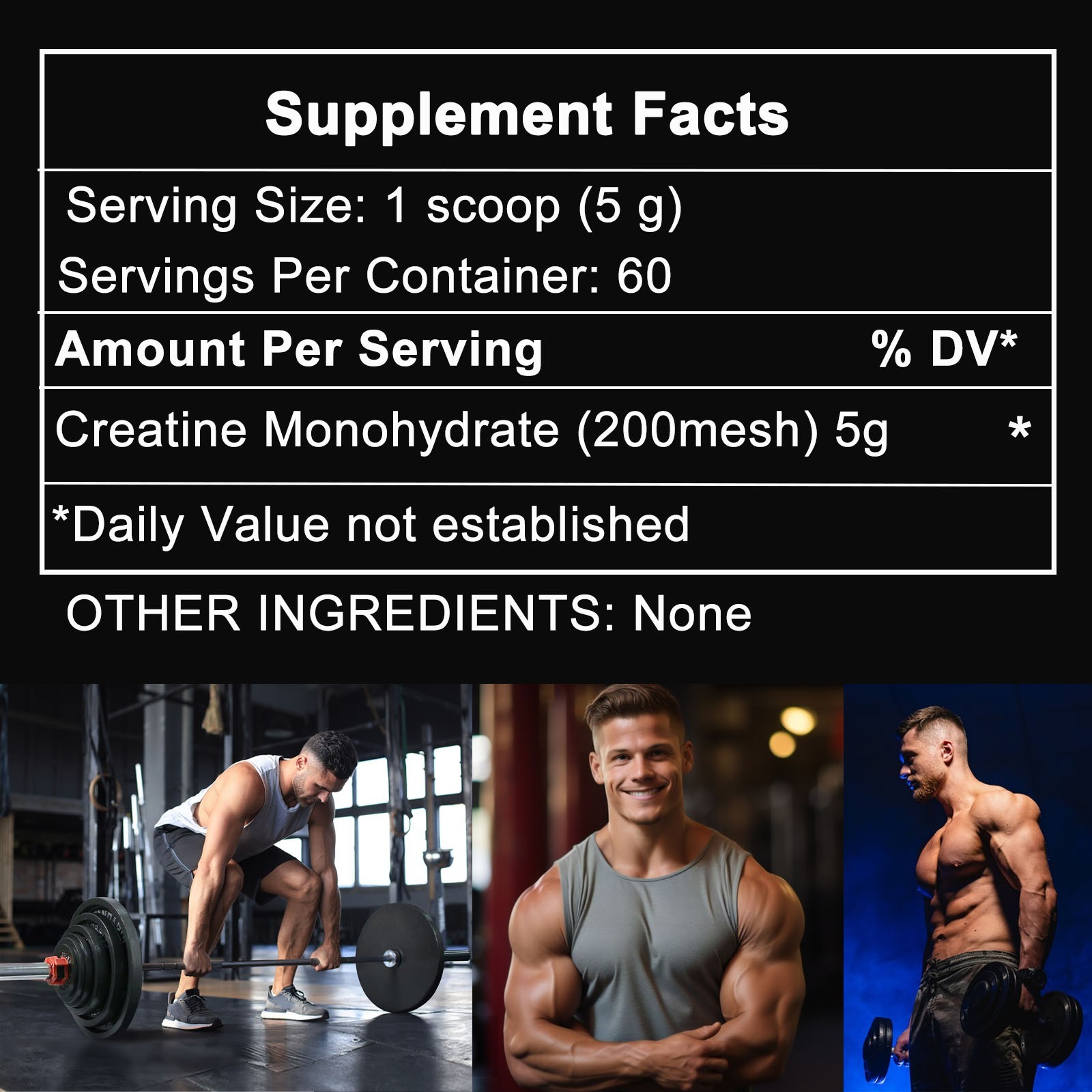 Micronized Creatine Monohydrate Powder 300g, 60 Servings, Unflavored, Non-GMO