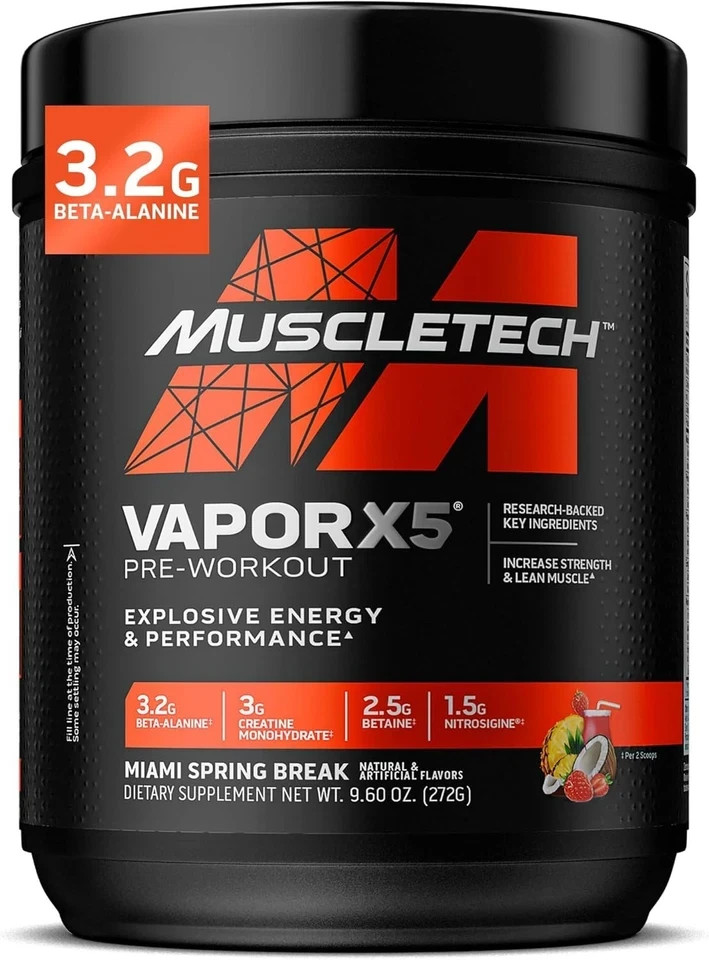 Vapor X5 Miami Spring Break Flavor Pre-Workout – Boost Energy & Muscle Growth