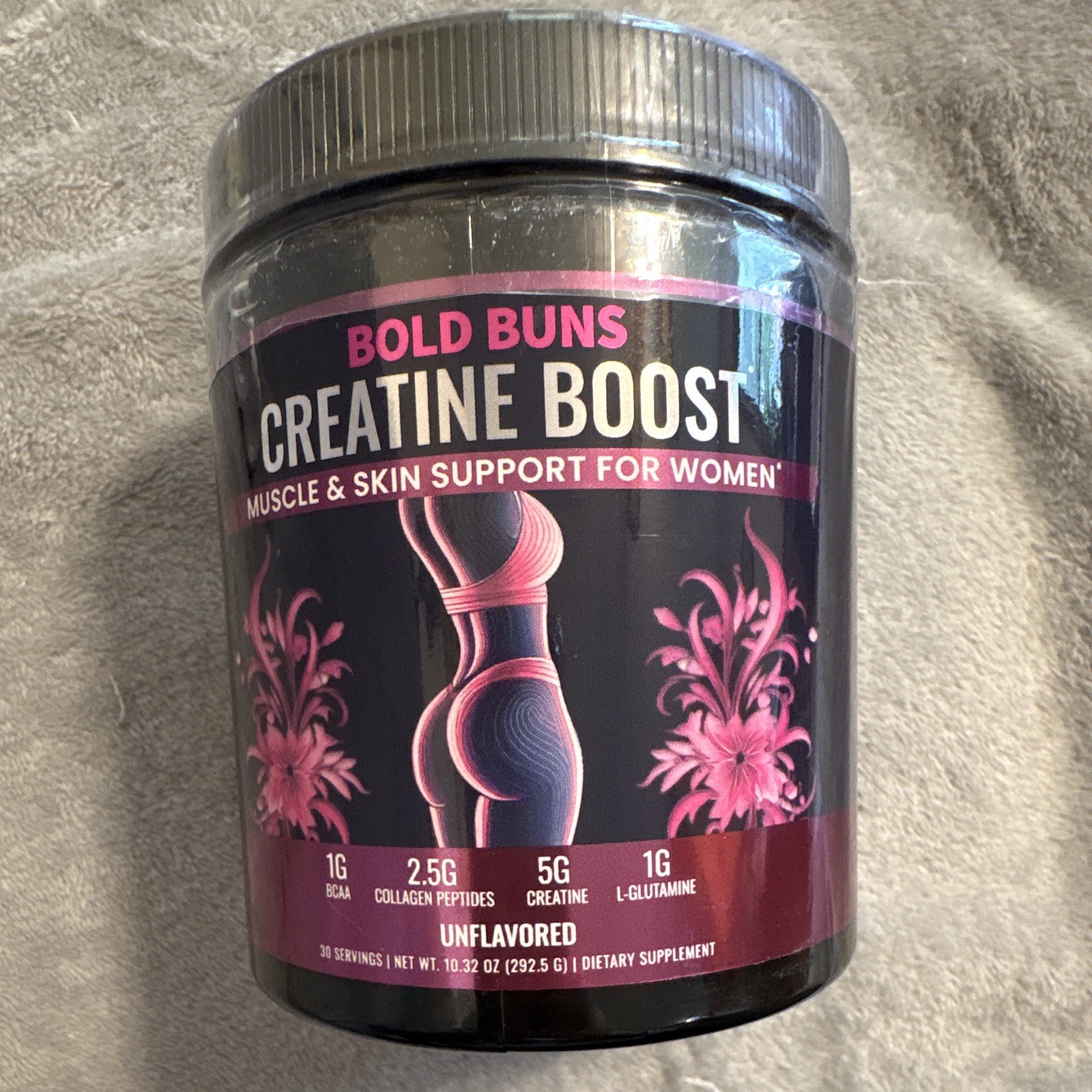 Bold Buns Creatine Boost Powder Unflavored Muscle Gain & Skin Support 10.32 oz