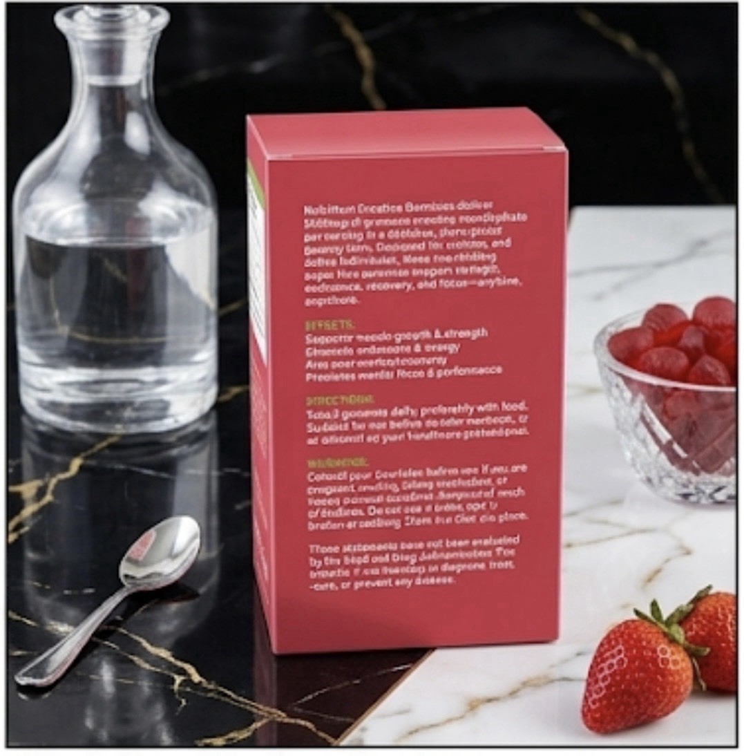 “Nutrineat Advanced Creatine Gummies: Multi-View &Ingredient Facts Collage