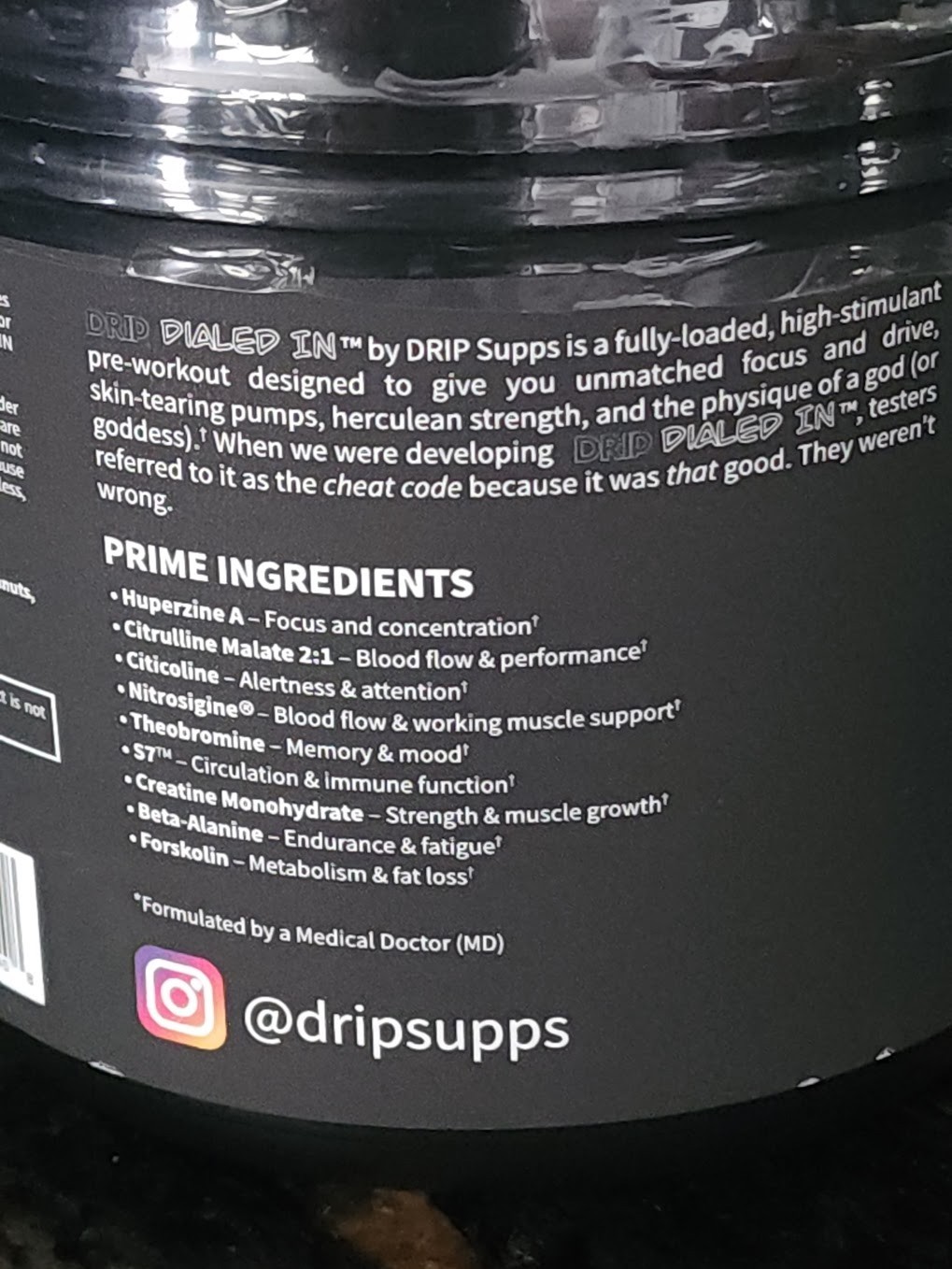 DRIP PRE WORKOUT POWDER – 19.71 oz – BLUE RASPBERRY – FREE SHIPPING!