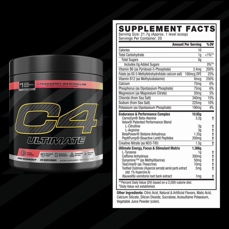 Cellucor C4 Ultimate Extreme Pre-Workout Energy Supplement Strawberry Watermelon