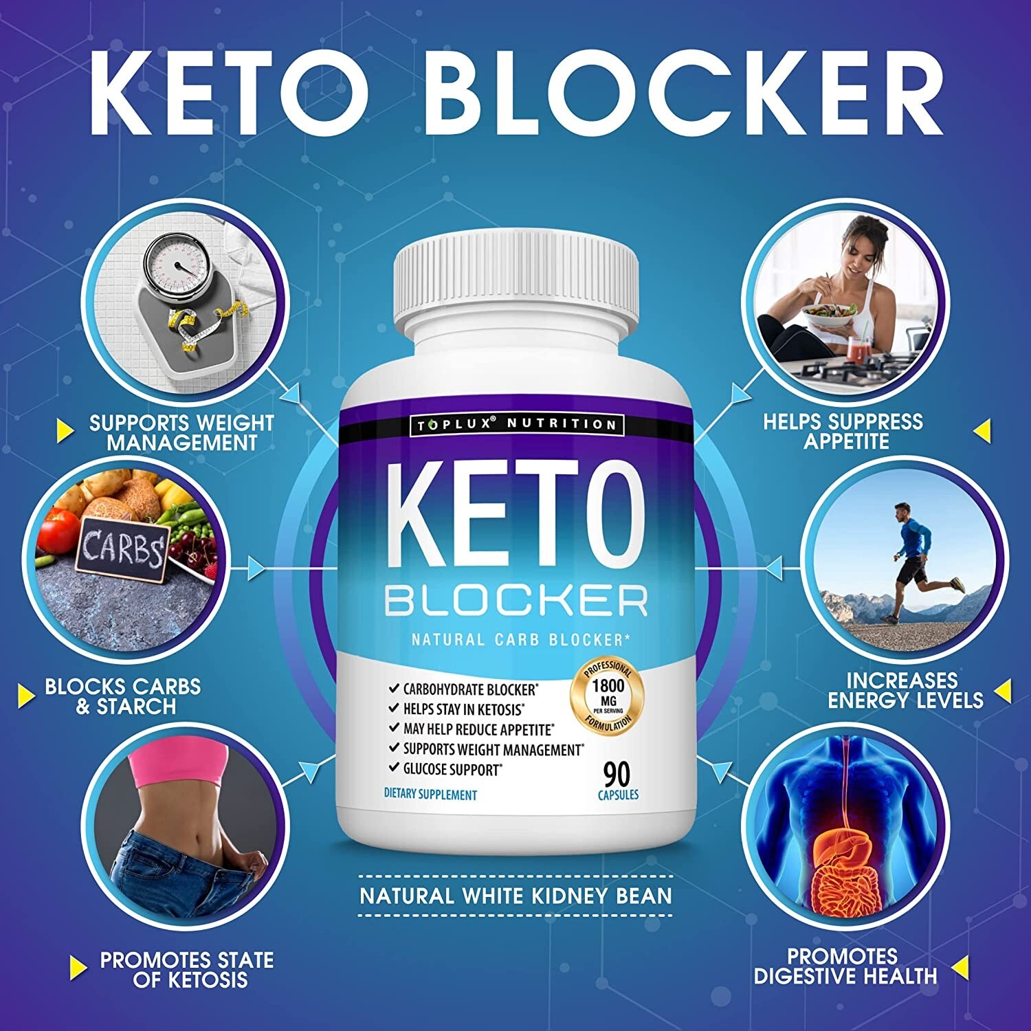 Keto Blocker Diet Pill 1800 MG Weight Loss Ketogenic Fat Burner & Carb Blocker