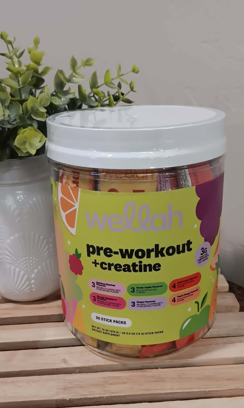 wellah pre-workout+creatine – 30 Stick Packs – 6 Flavors – Exp 01/2029 – New