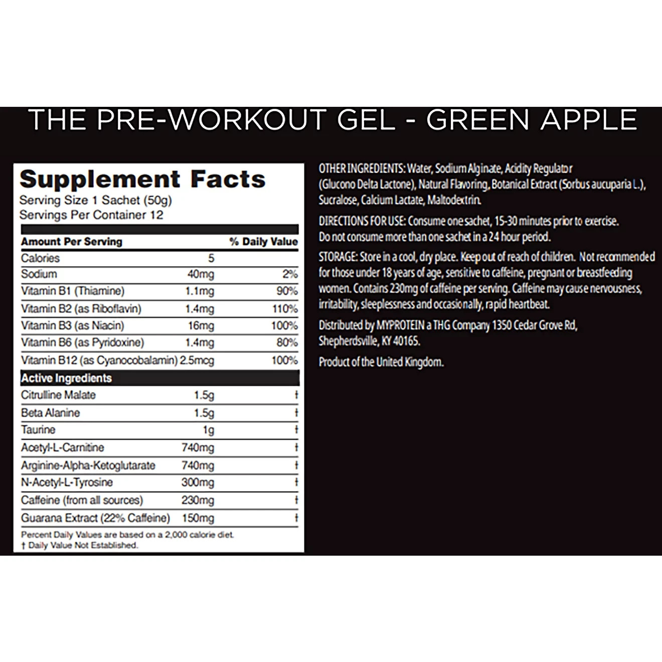Myprotein HYROX 50g Pre Workout Gel Green Apple Lot of 5 Brand New Sealed 2026
