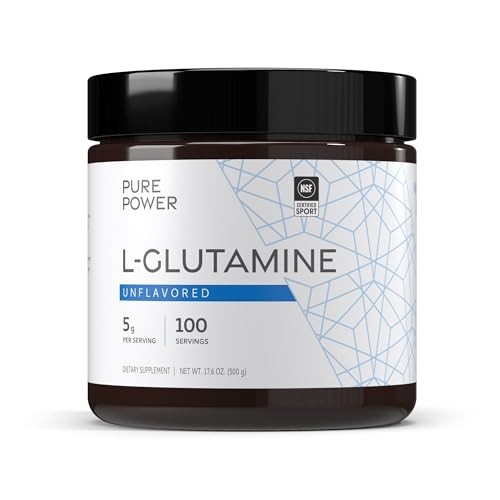Unflavored L-Glutamine Powder, 17.6 oz, 100 Servings, Non-GMO, NSF Certified, 5g