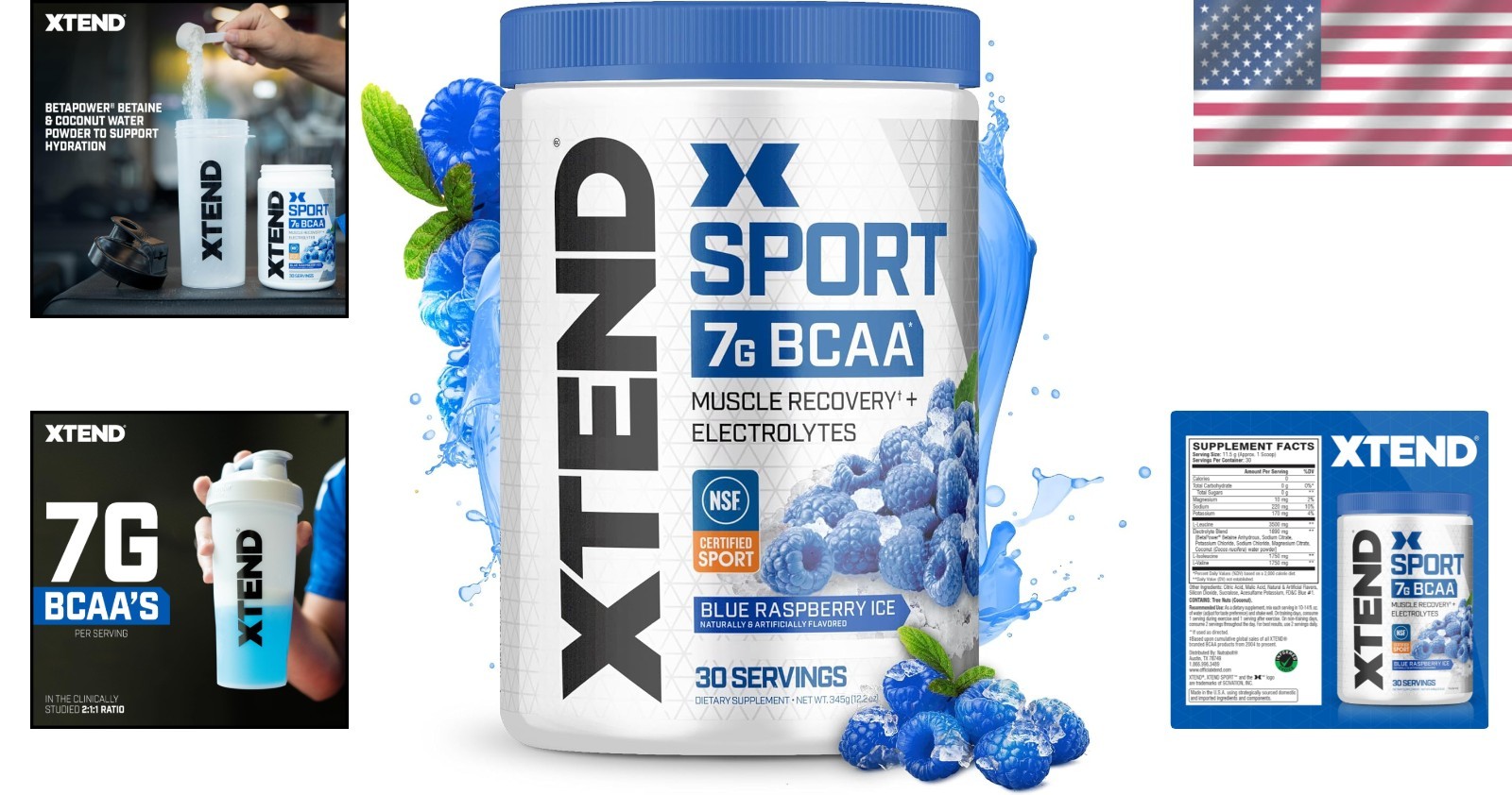 30 Servings XTEND BCAA Powder, Blue Raspberry Ice – Sugar-Free Muscle Recovery