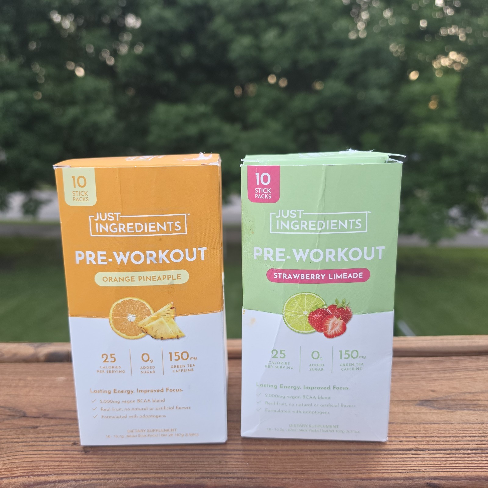 *2*JUST INGREDIENTS Pre-Workout Sports Drink Powder Packet Orange Pineapple-10ct