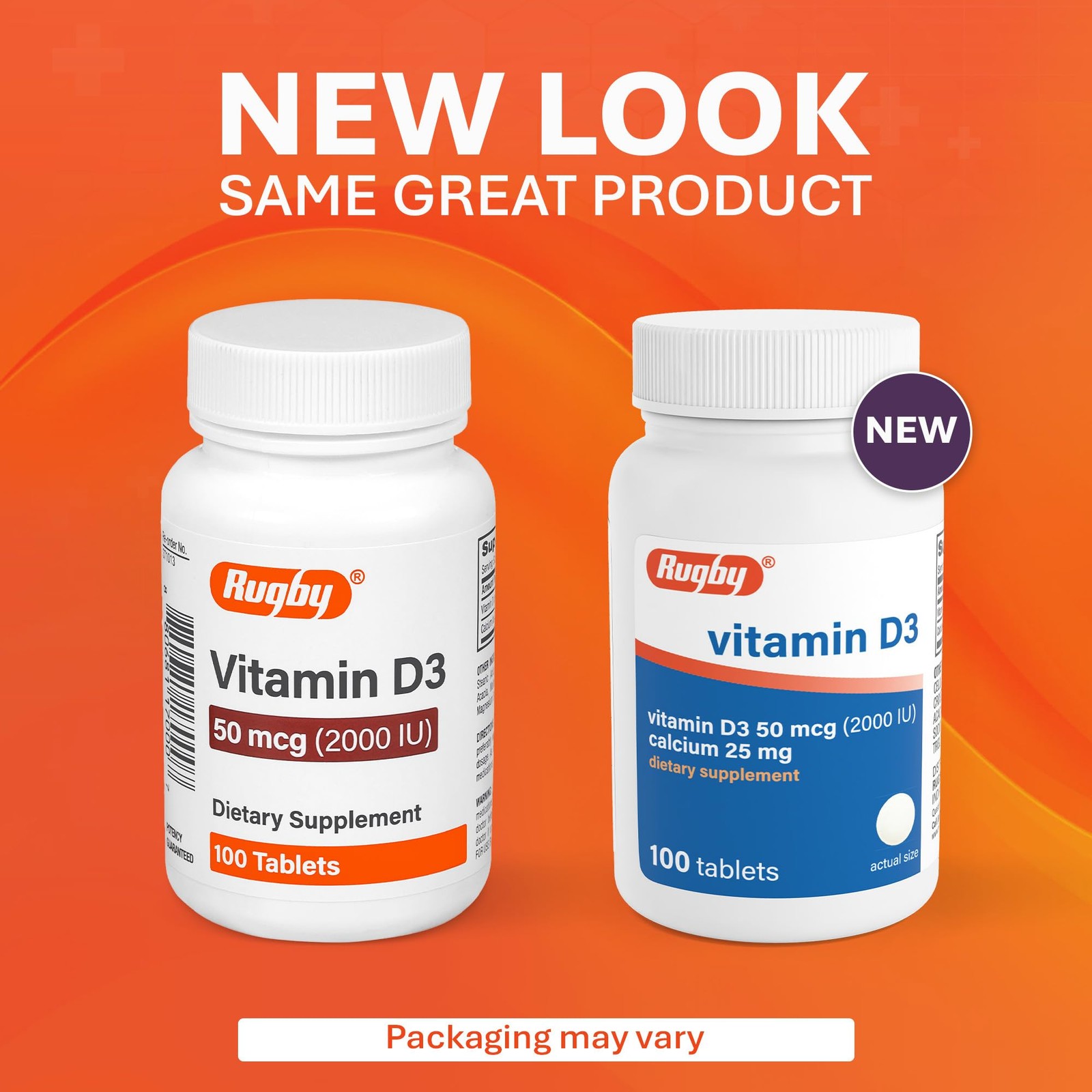 Rugby Vitamin D3 2000 IU (50 mcg) – 100 Count (Pack of 1), Natural Clear