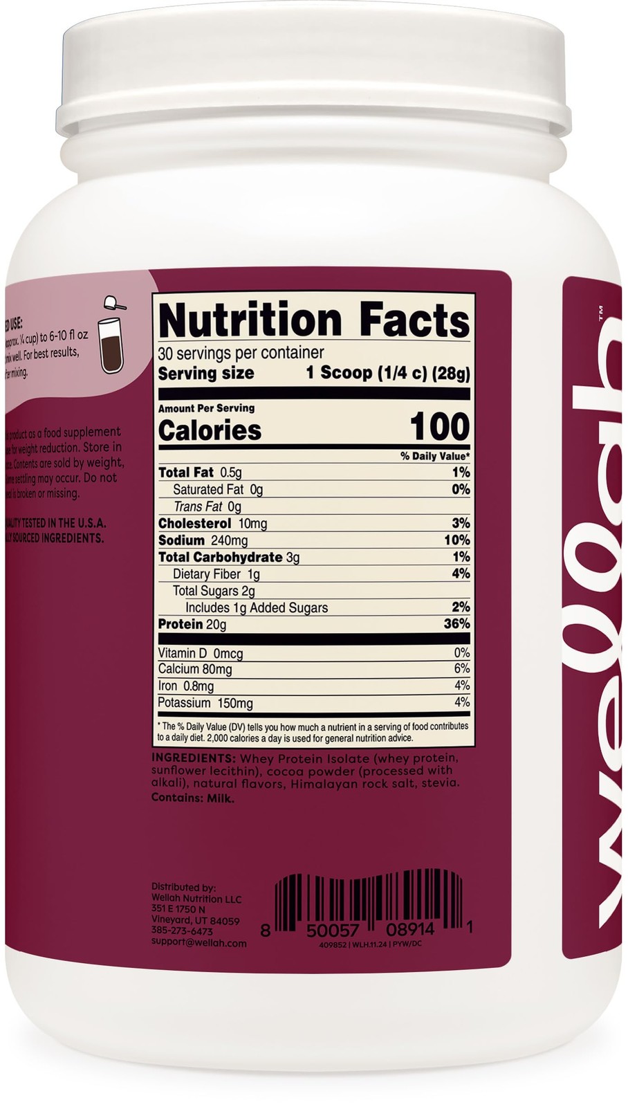 Wellah Protein Your Whey 30 Servings Dark Chocolate – Whey Protein Isolate Pr…