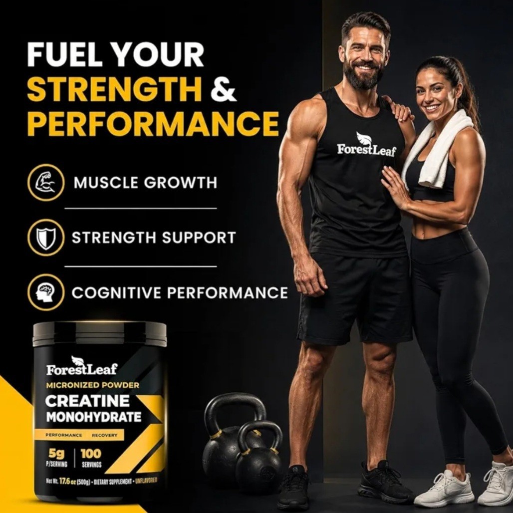 ForestLeaf Micronized Creatine Monohydrate Powder Muscle Growth Strength 100s