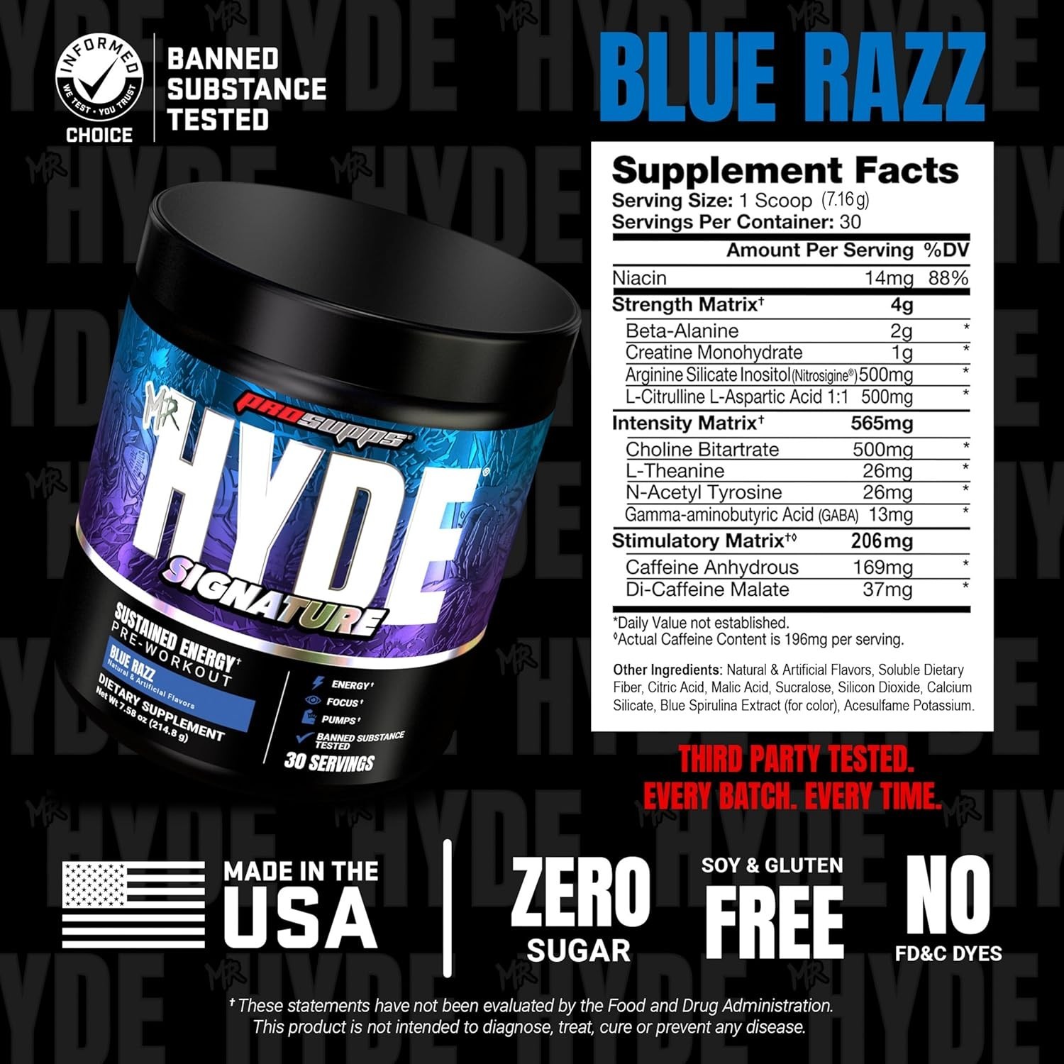 30 Servings Mr. Hyde Signature Pre-Workout Powder with Creatine & Beta Alanine