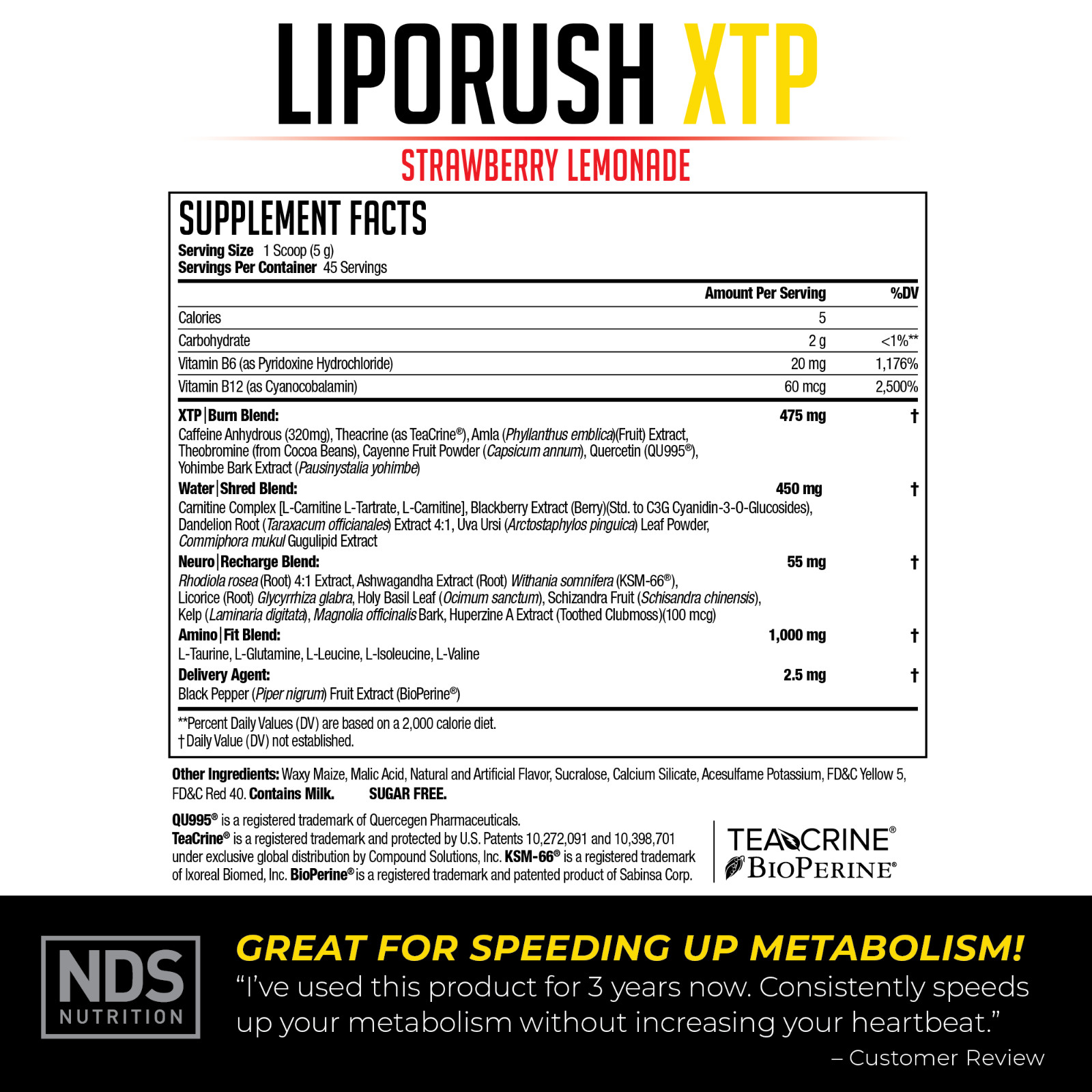 LipoRush XTP Thermogenic Fat-Burning Powder – Caramel Apple / 45 Servings